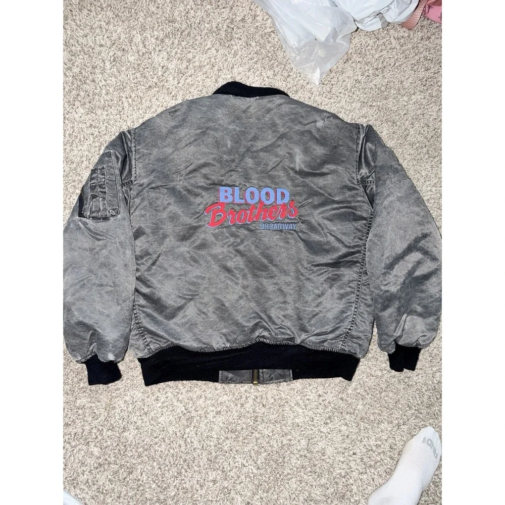 Vintage Jacket Flying MA-1 Gray Men's 2XL Blood Brothers Broadway‎ Issued RARE